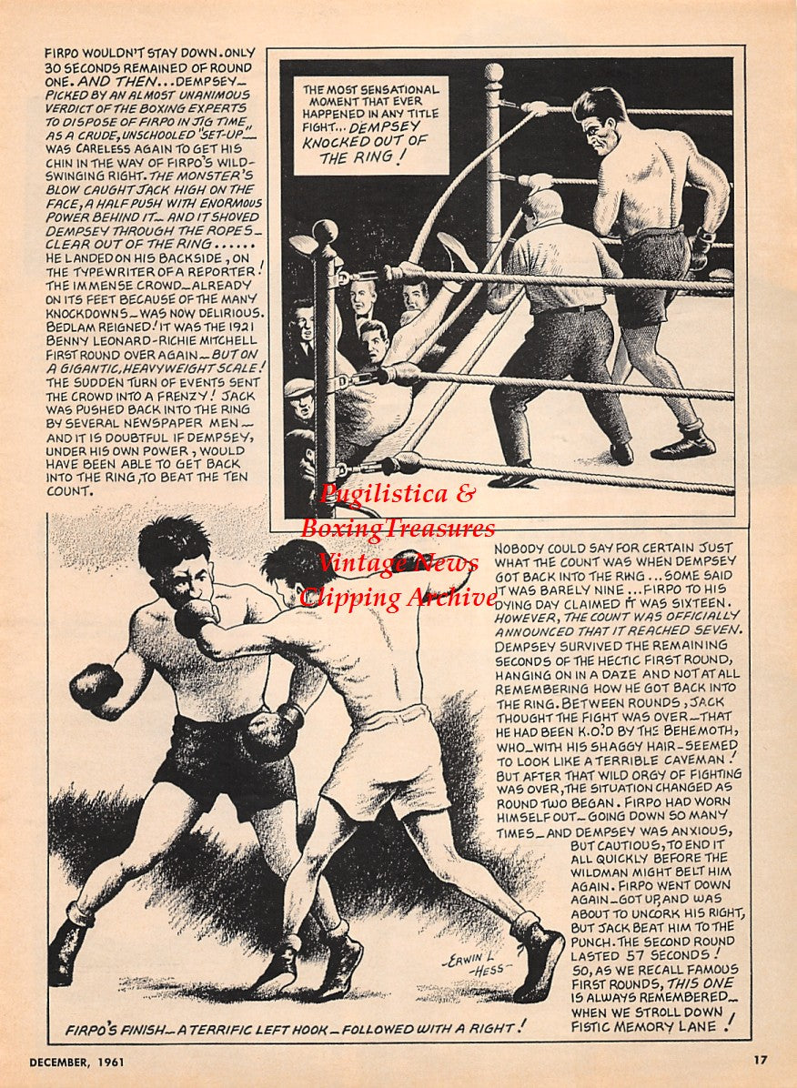 Boxing News Clipping #2215 - Jack Dempsey vs. Luis Angel Firpo, Peter McNeeley, Floyd Patterson