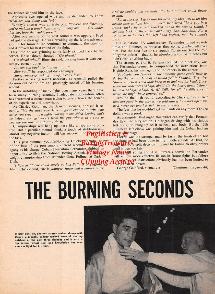 Boxing News Clipping #2217 - Whitey Bimstein, Danny Giovanelli