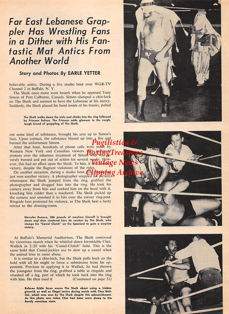 Boxing News Clipping #2220 - John Hosty, Don Morrison, The Sheik, Hercules Romero, Eddie Seres