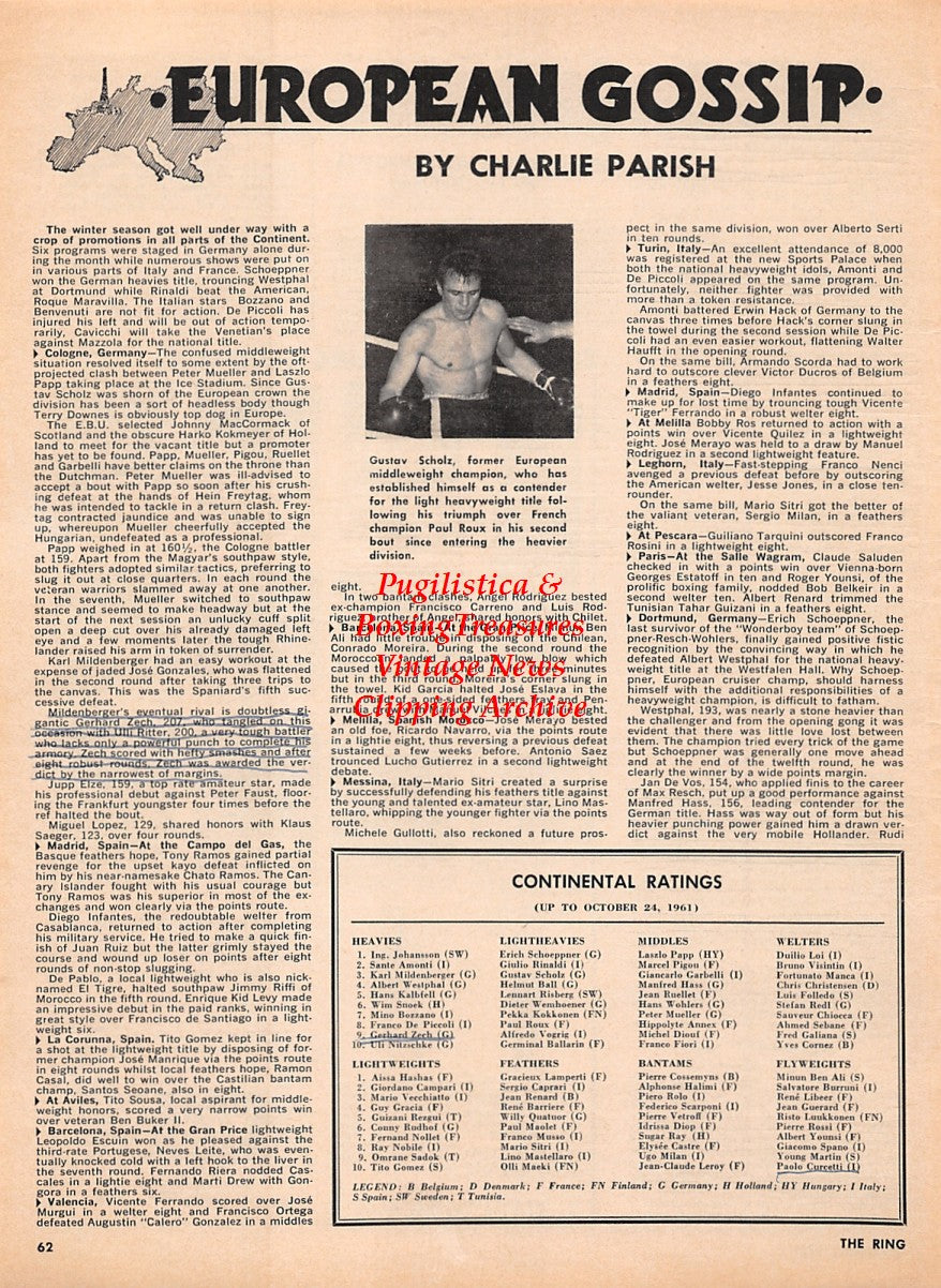 Boxing News Clipping #2224 - Gustav Scholz, Spartan Boxing Equipment Ad