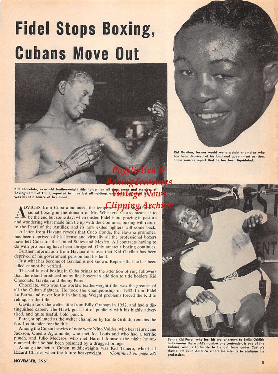 Boxing News Clipping #2226 - Eder Jofre vs. Ramon Arias, Cuban Boxing with Kid Chocolate, Kid Gavilan, Benny Kid Paret