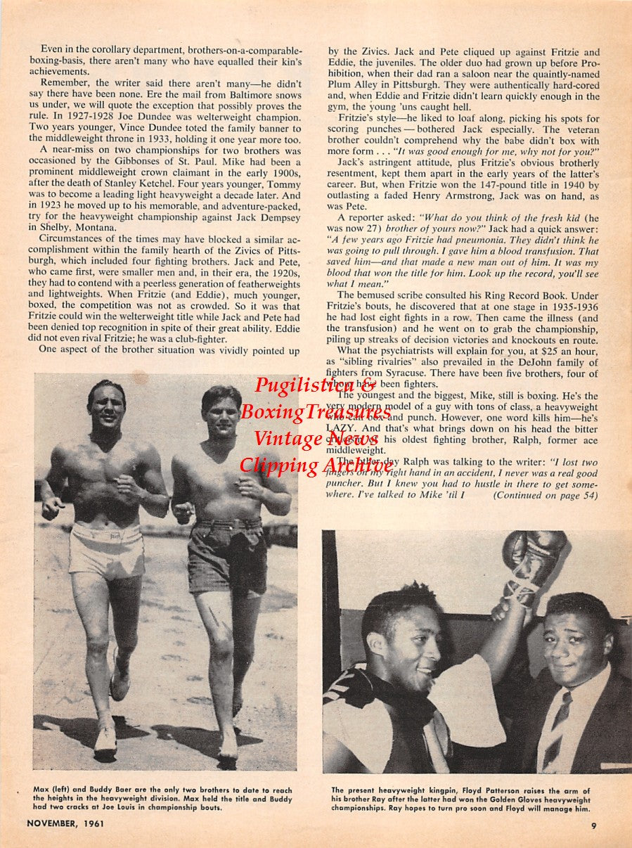 Boxing News Clipping #2228 - Max and Buddy Baer, Floyd and Ray Patterson