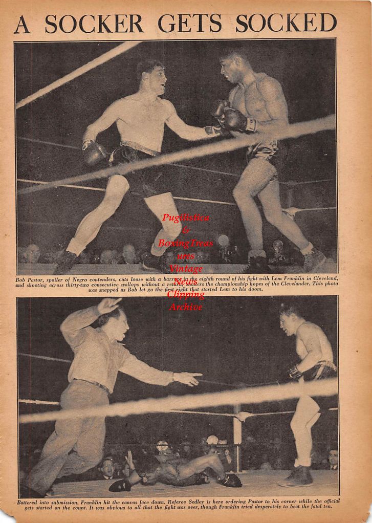 Boxing News Clipping #223 - Bob Pastor vs. Lem Franklin, Midget Smith, Al Roth, Buddy Knox