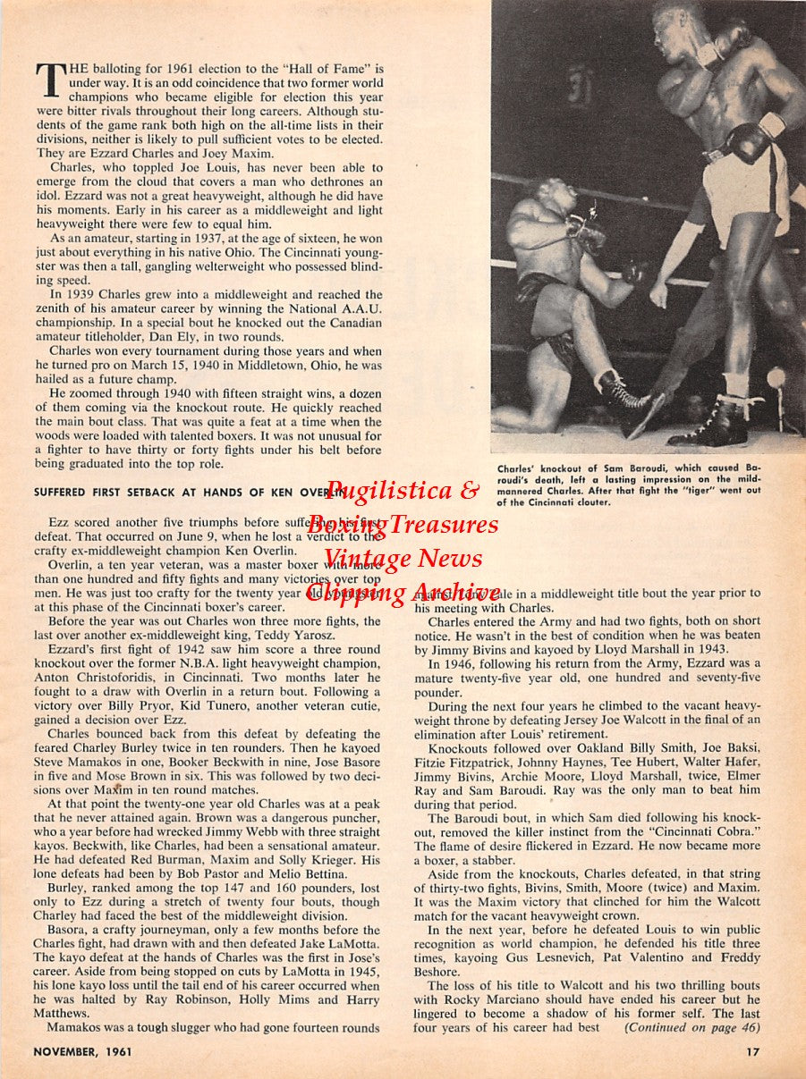 Boxing News Clipping #2231 - Ezzard Charles vs. Sam Baroudi