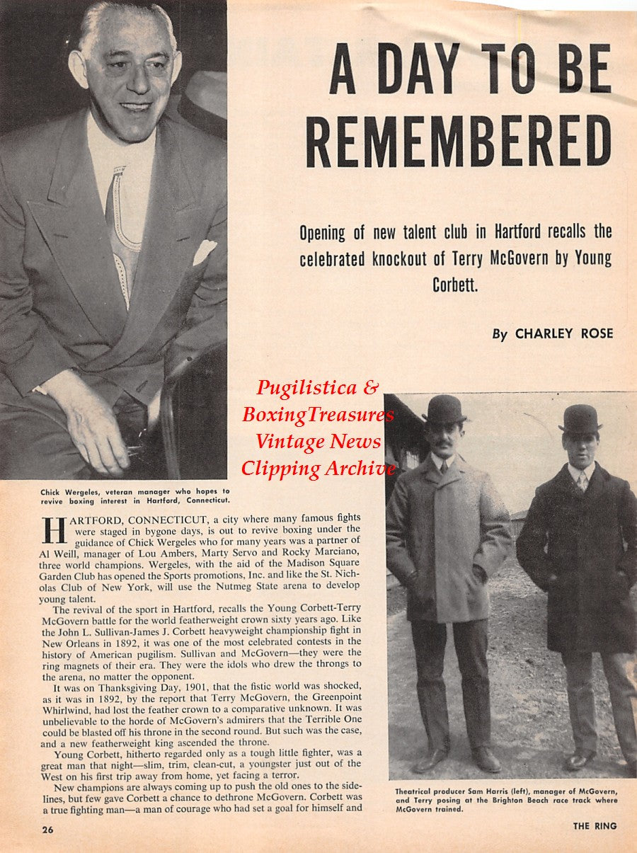 Boxing News Clipping #2234 - Harold Johnson vs. Eddie Cotton, Chick Wergeles, Terry McGovern, Sam Harris