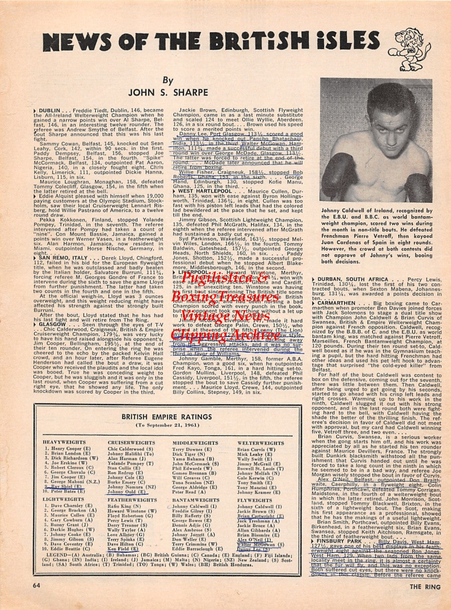 Boxing News Clipping #2244 - Johnny Caldwell