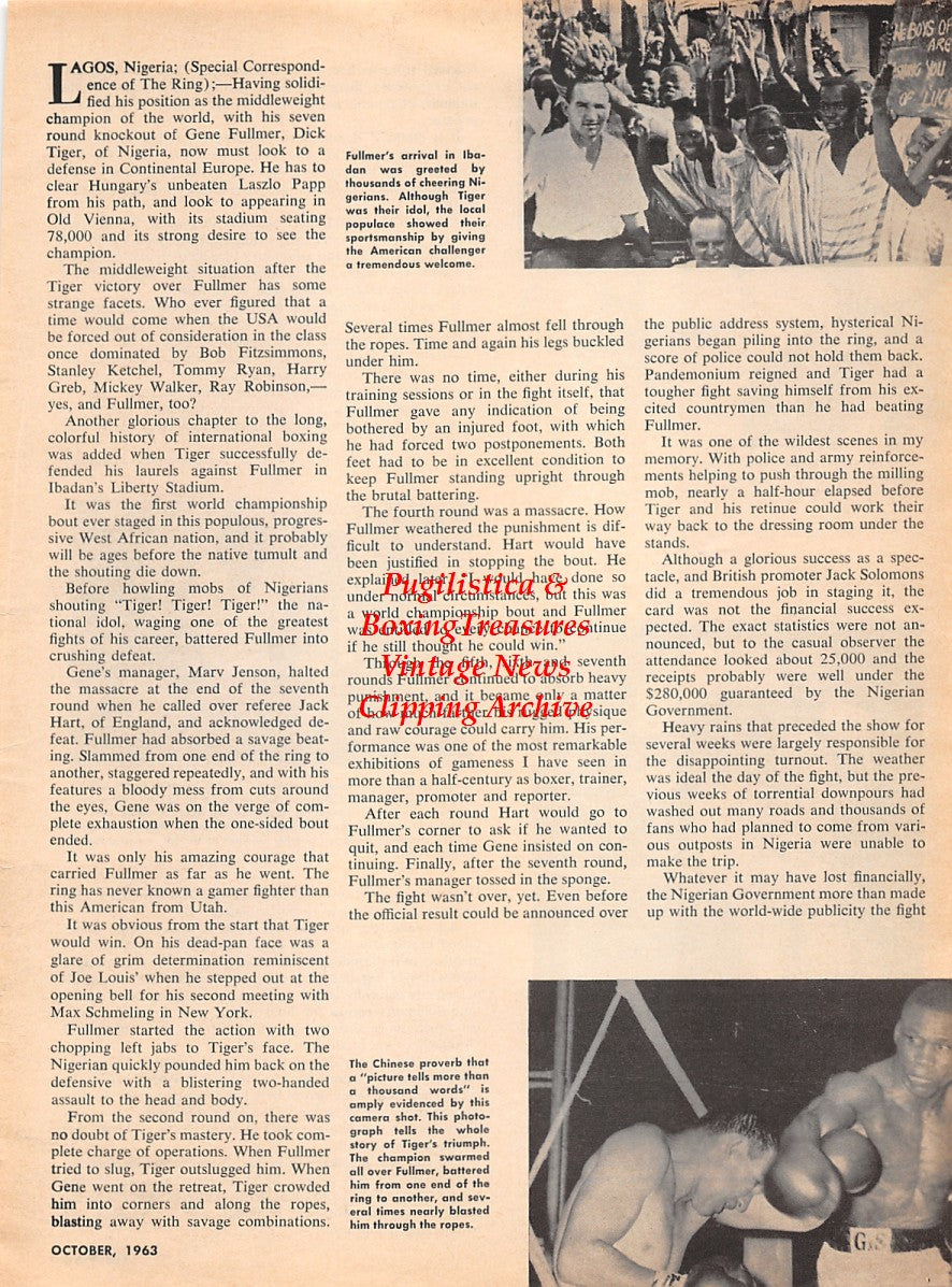 Boxing News Clipping #2247 - Gene Fullmer vs. Dick Tiger