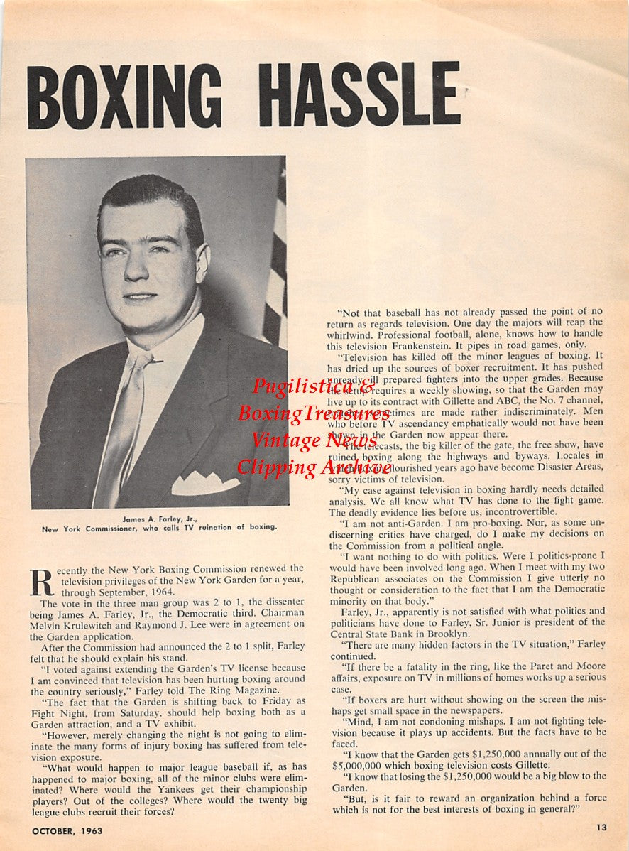 Boxing News Clipping #2249 - Eder Jofre vs. Johnny Jamito, Eloy Sanchez, Katsutoshi Aoki, James A. Farley Jr.