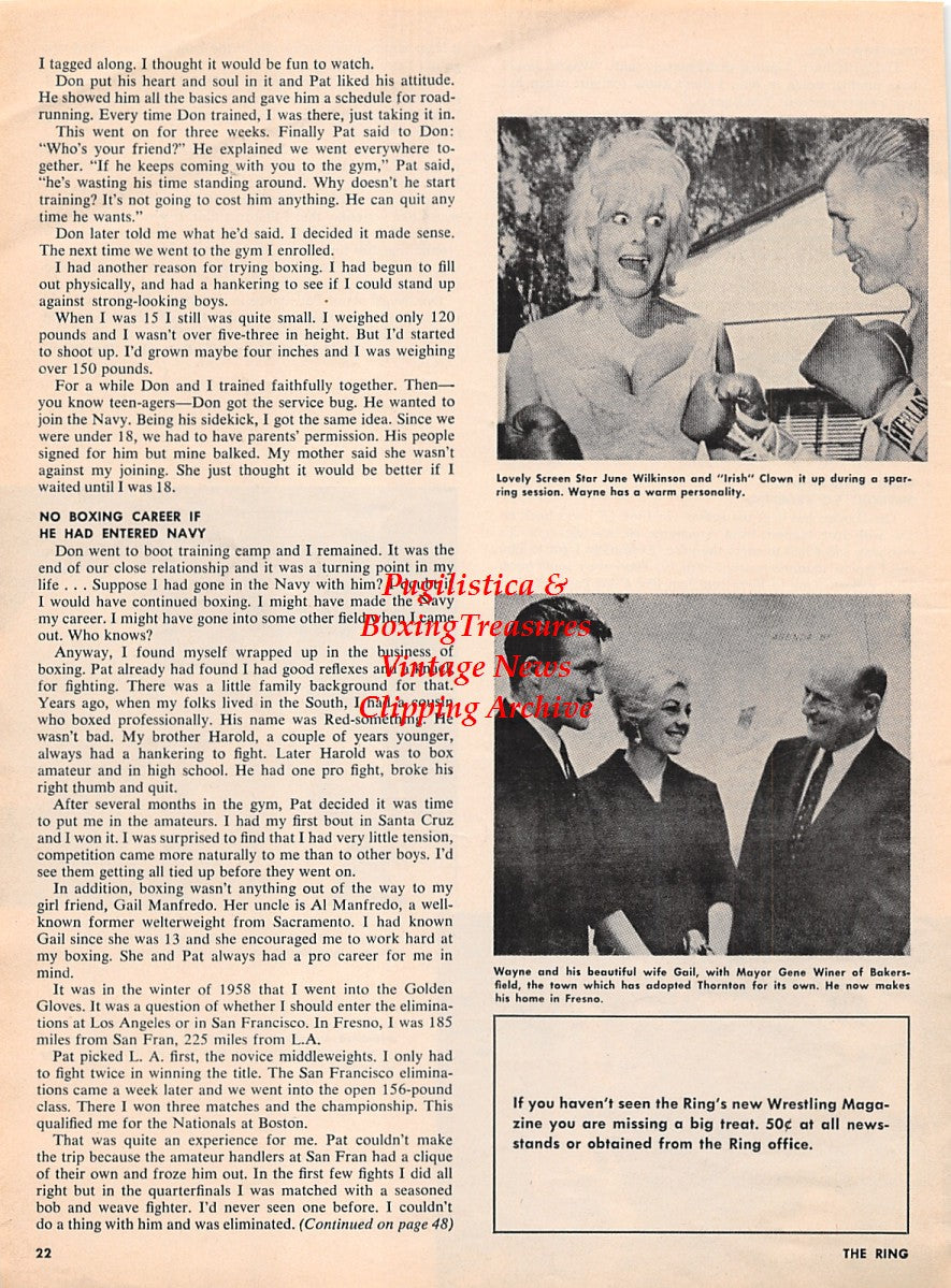 Boxing News Clipping #2253 - Wayne Thornton, Willie Pastrano, Jose Menno, Gene Winer