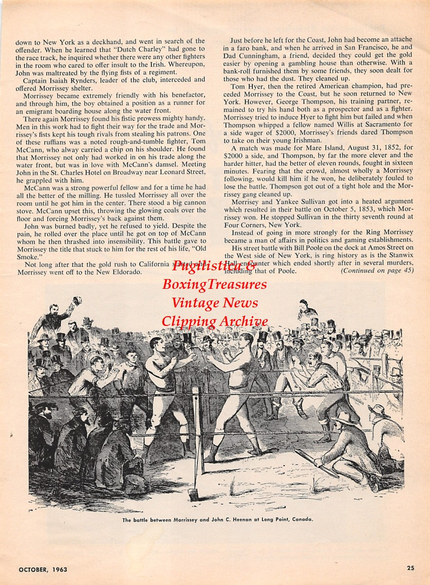 Boxing News Clipping #2254 - Jack Dempsey signs to fight Jack Sharkey, John Morrisey vs. John C. Heenan