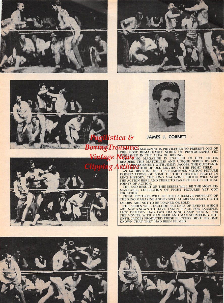 Boxing News Clipping #2257 - James J. Corbett vs. Peter Courtney fight film, Governor Grant Sawyer, Floyd Patterson