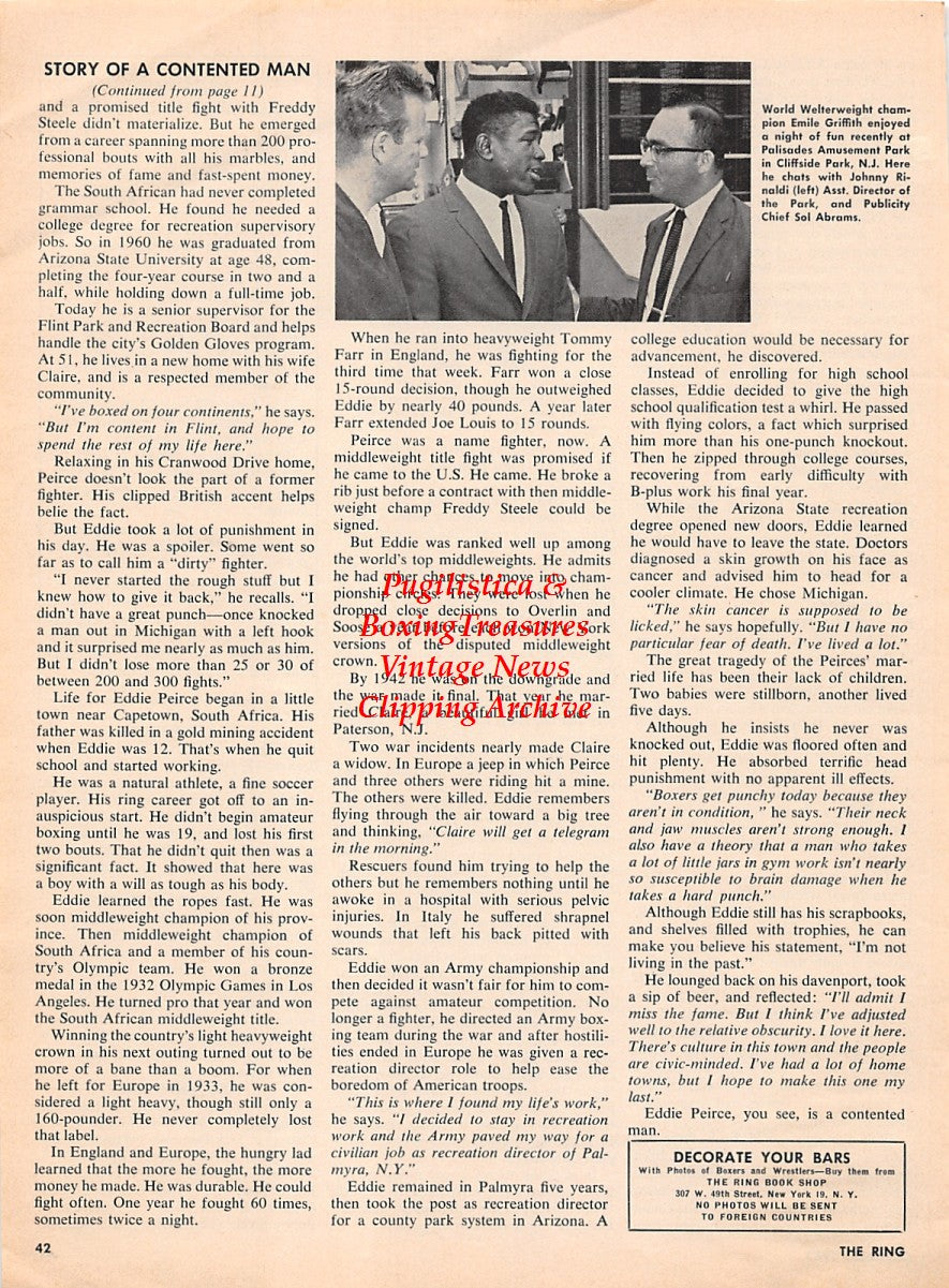 Boxing News Clipping #2258 - Emile Griffith, Johnny Rinaldi, Sol Abrams