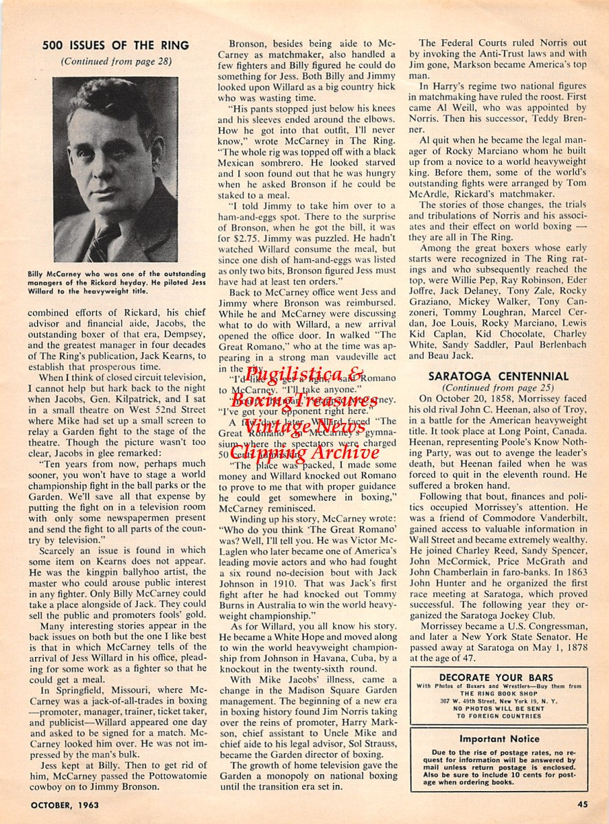 Boxing News Clipping #2259 - Billy McCarney