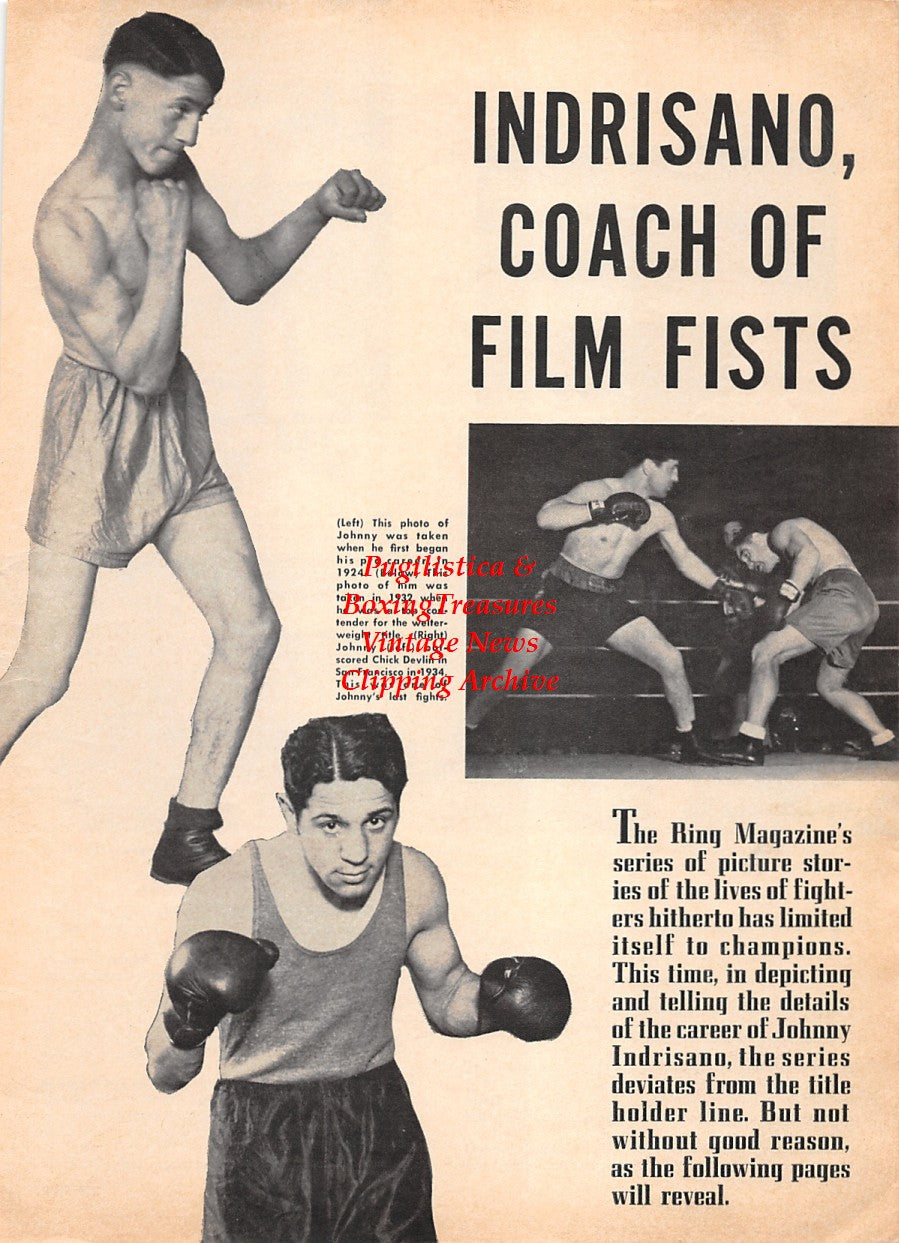 Boxing News Clipping #2269 - Johnny Indrisano, Chick Devlin, Andy Vasquez, Sal Bartolo, Tony DeMarco, Johnny Wilson
