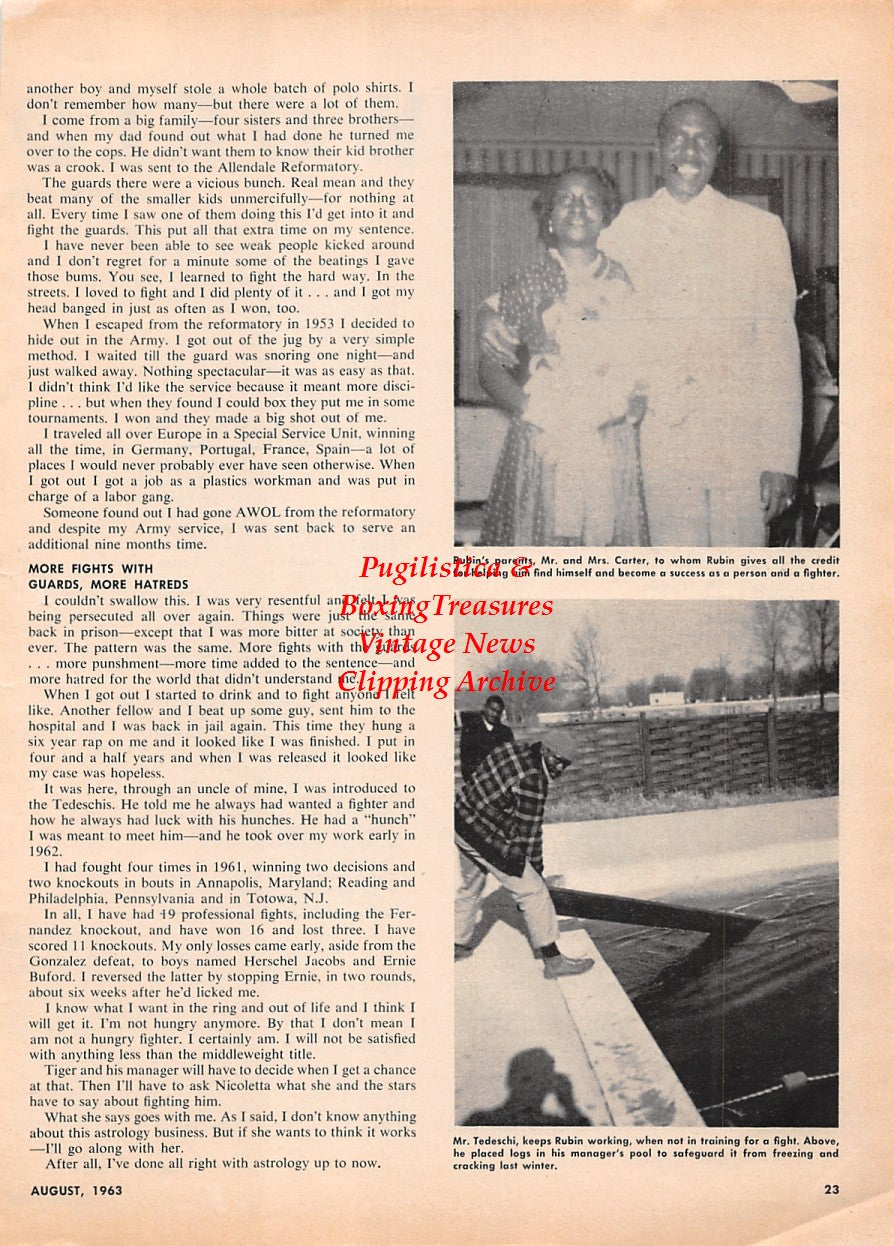 Boxing News Clipping #2274 - Rubin Hurricane Carter and Parents, Emile Griffith