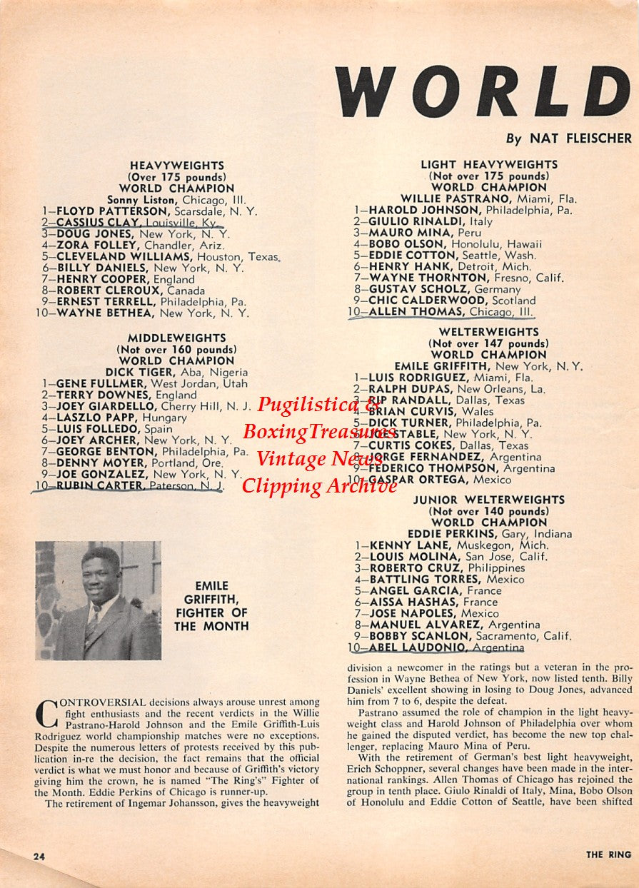 Boxing News Clipping #2274 - Rubin Hurricane Carter and Parents, Emile Griffith