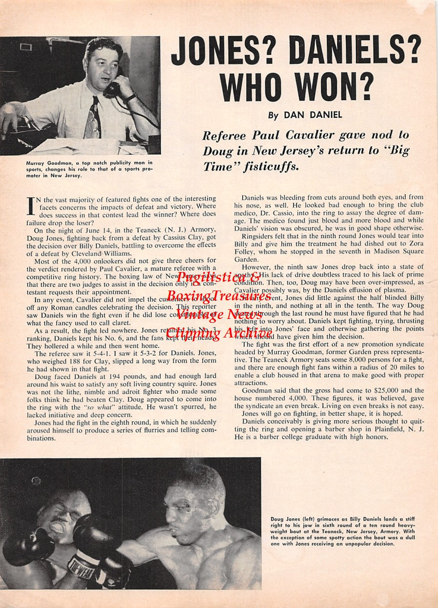 Boxing News Clipping #2275 - Doug Jones vs. Billy Daniels, Murray Goodman