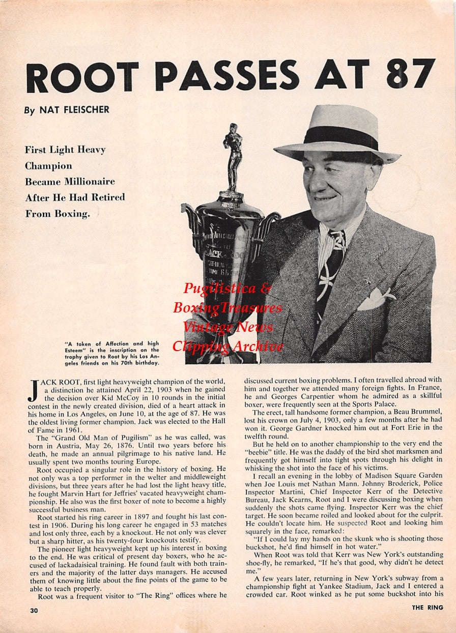 Boxing News Clipping #2276 - Jack Root memorial, Jose Torres vs. Florentino Fernandez