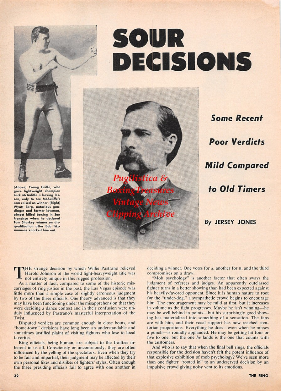 Boxing News Clipping #2277 - Young Griffo, Wyatt Earp, Jack Root, George Gardner