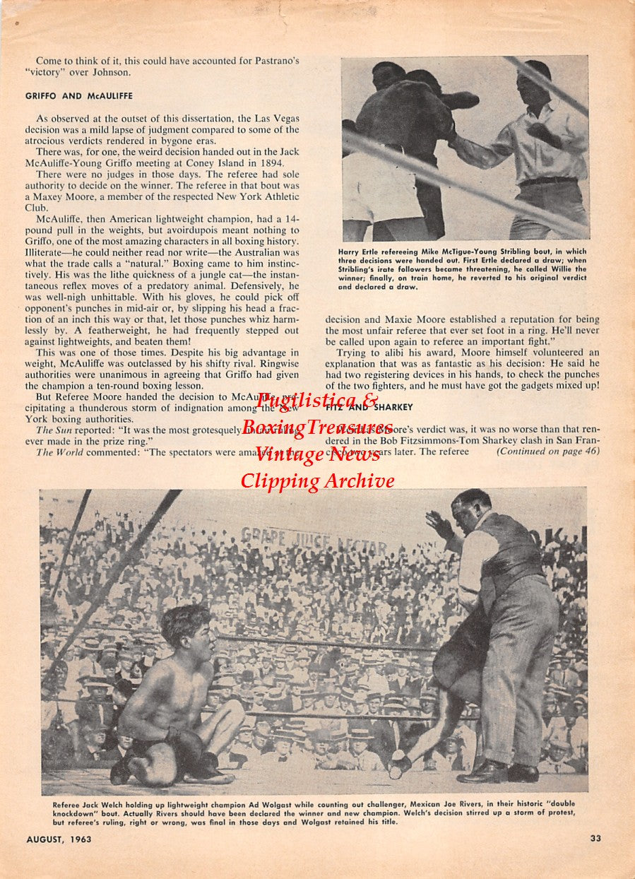 Boxing News Clipping #2278 - Ad Wolgast vs. Mexican Joe Rivers, Mike McTigue vs. Young Stribling, Harry Ertle, Jack Welch