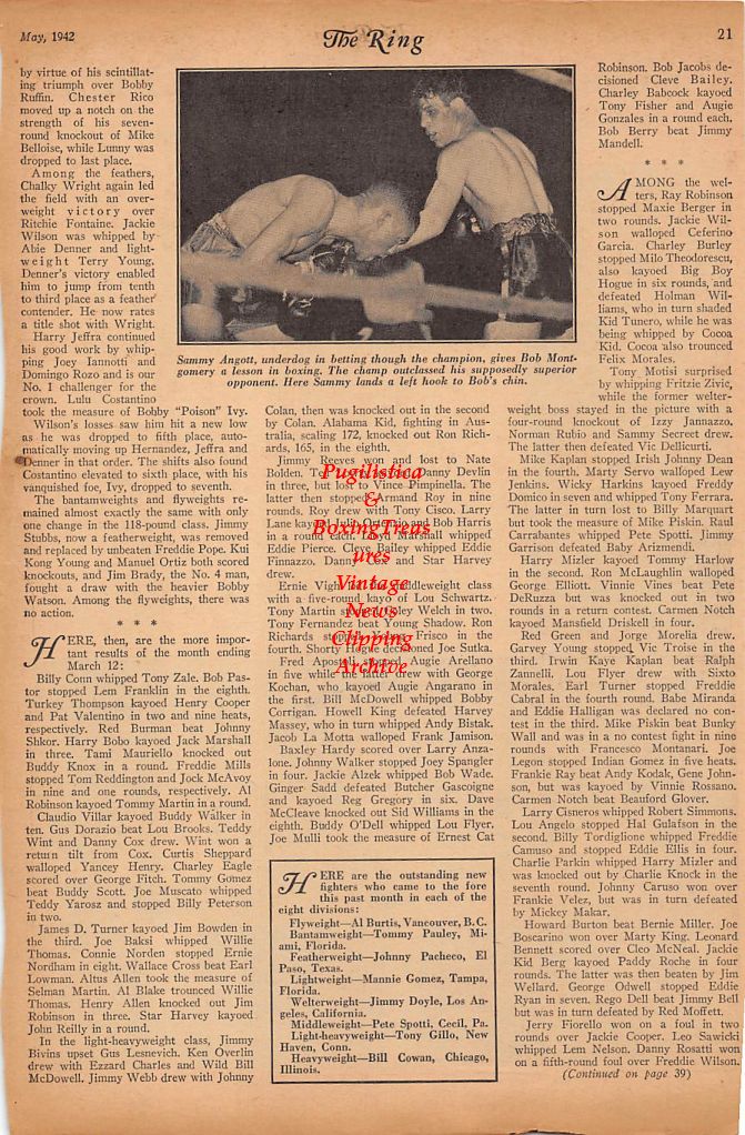 Boxing News Clipping #228 - Pensacola Florida Naval Boxers, Sidney Melancon, Sammy Angott vs. Bob Montgomery