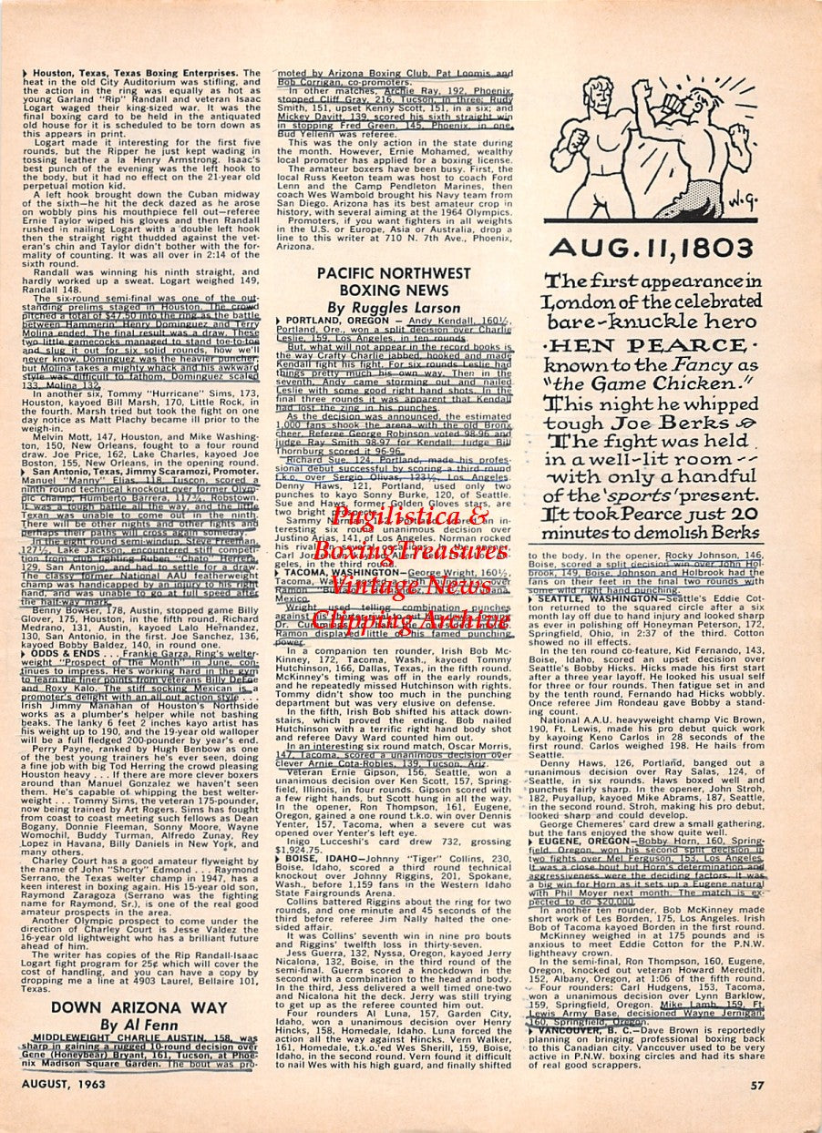 Boxing News Clipping #2284 - Bernardo Caraballo vs. Armando Blanco, Hen Pearce vs. Joe Berks