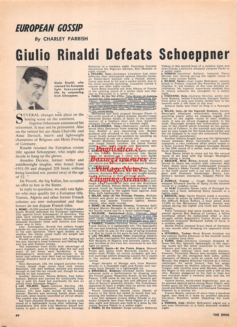 Boxing News Clipping #2285 - Giulio Rinaldi