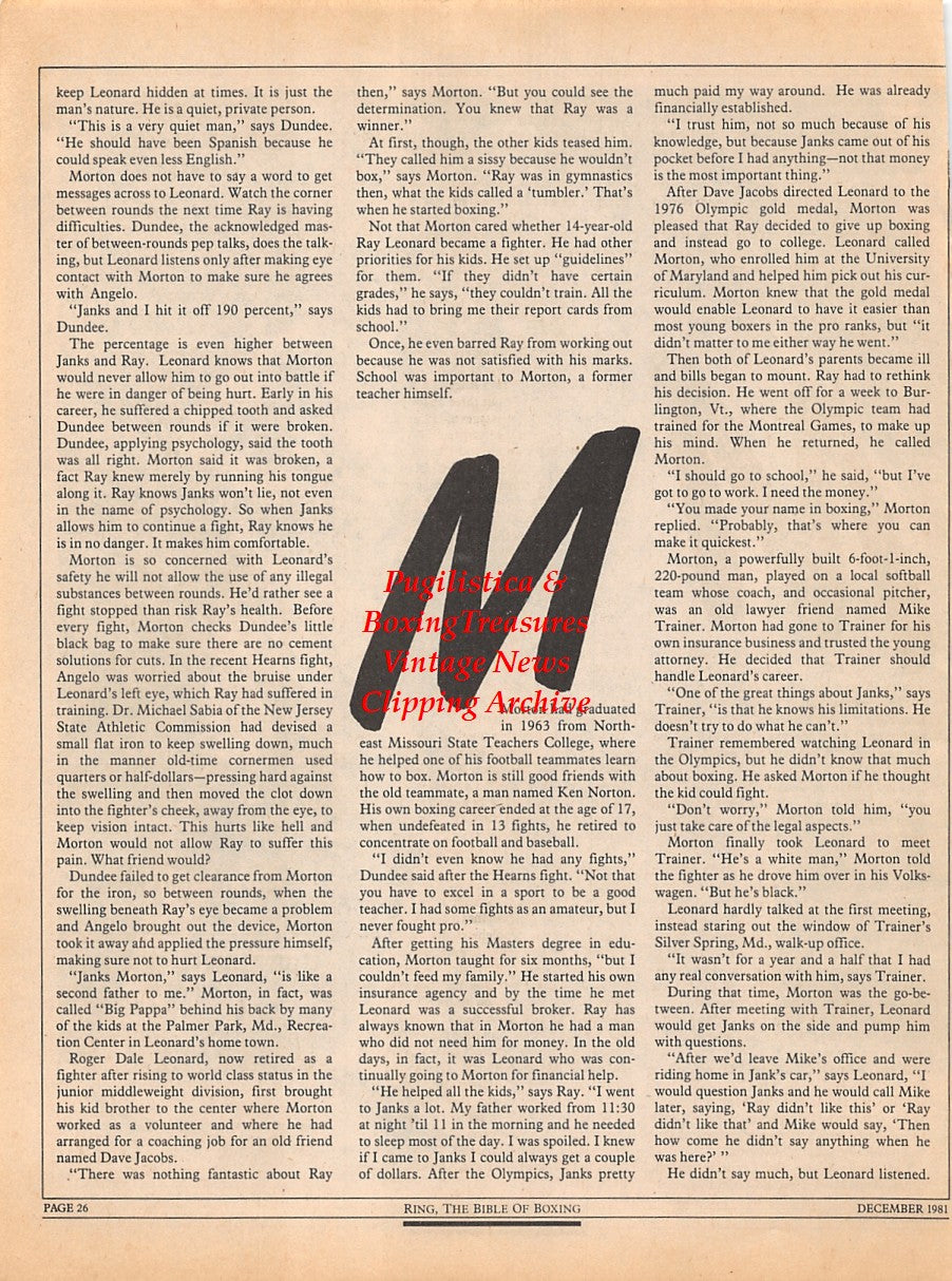 Boxing News Clipping #2290 - Sugar Ray Leonard