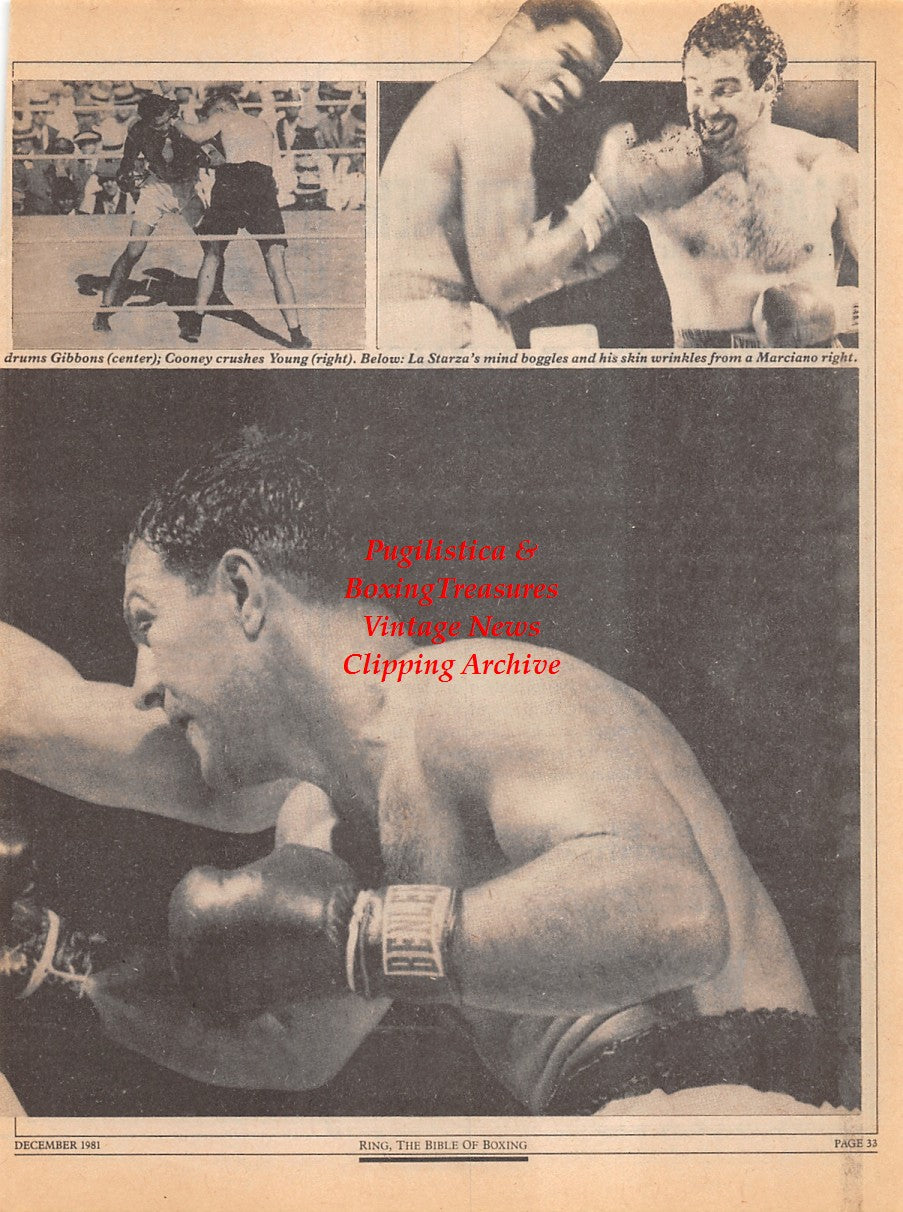 Boxing News Clipping #2293 - Jack Dempsey vs. Tommy Gibbons, Gerry Cooney vs. Jimmy Young, Rocky Marciano