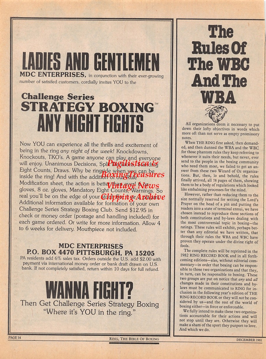 Boxing News Clipping #2293 - Jack Dempsey vs. Tommy Gibbons, Gerry Cooney vs. Jimmy Young, Rocky Marciano