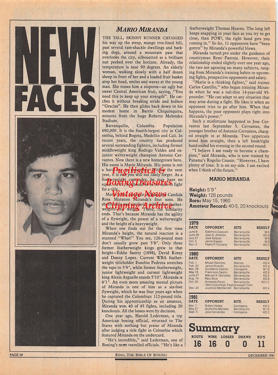 Boxing News Clipping #2294 - Mario Miranda