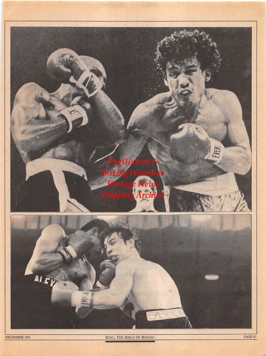 Boxing News Clipping #2297 - Marvin Hagler vs. Mustafa Hamsho, Roberto Duran vs. Luigi Minchillo, Ray Mancini vs. Alexis Arguello