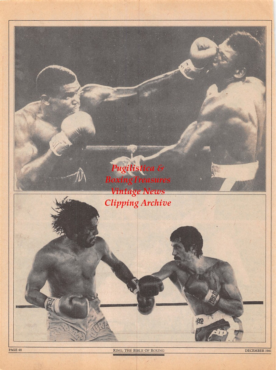 Boxing News Clipping #2297 - Marvin Hagler vs. Mustafa Hamsho, Roberto Duran vs. Luigi Minchillo, Ray Mancini vs. Alexis Arguello