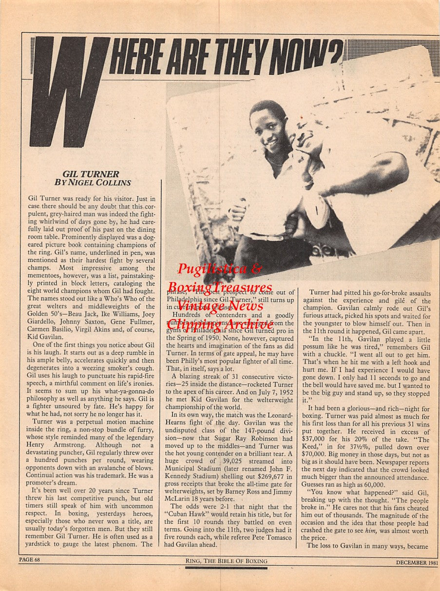 Boxing News Clipping #2299 - Gil Turner "Where Are They Now?"