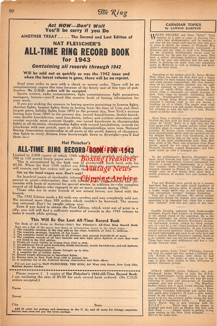 Boxing News Clipping #2311 - George Balduc, Jack Dempsey book ad