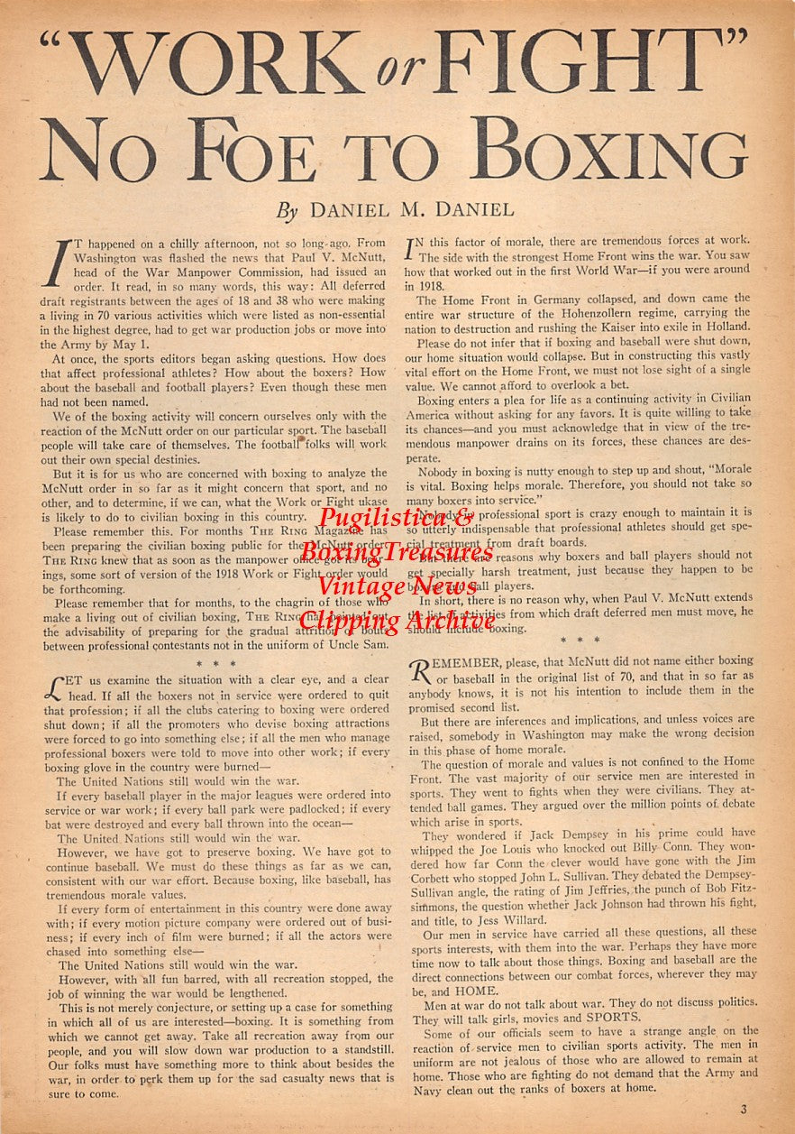 Boxing News Clipping #2312 - Joe Louis vs. Billy Conn