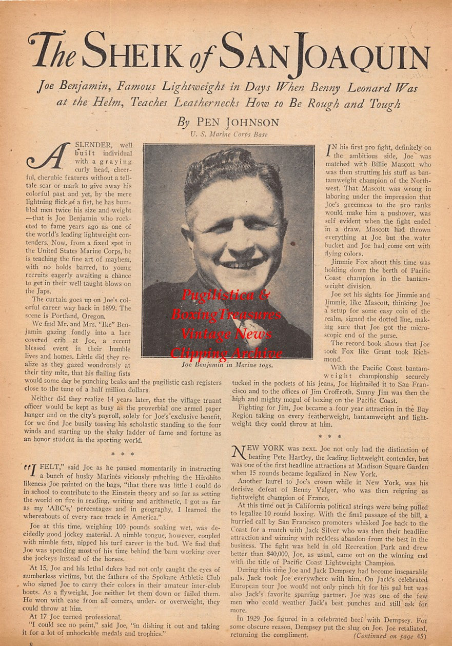 Boxing News Clipping #2314 - Joe Benjamin, Nonpareil Jack Dempsey