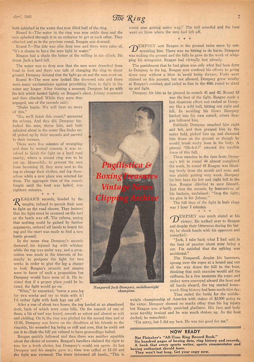 Boxing News Clipping #2314 - Joe Benjamin, Nonpareil Jack Dempsey