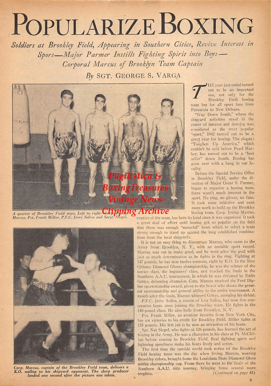 Boxing News Clipping #2315 - Irving Marcus, Frank Miller, Jerry Salica, Nat Siegel, Jake LaMotta vs. Jackie Wilson