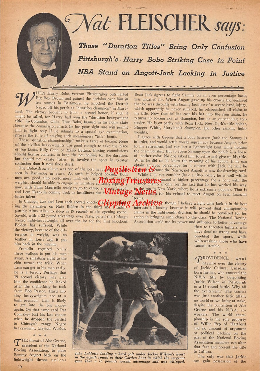 Boxing News Clipping #2315 - Irving Marcus, Frank Miller, Jerry Salica, Nat Siegel, Jake LaMotta vs. Jackie Wilson