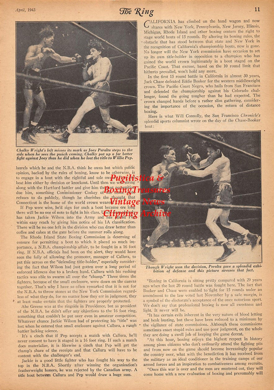Boxing News Clipping #2316 - Chalky Wright vs. Joey Peralta