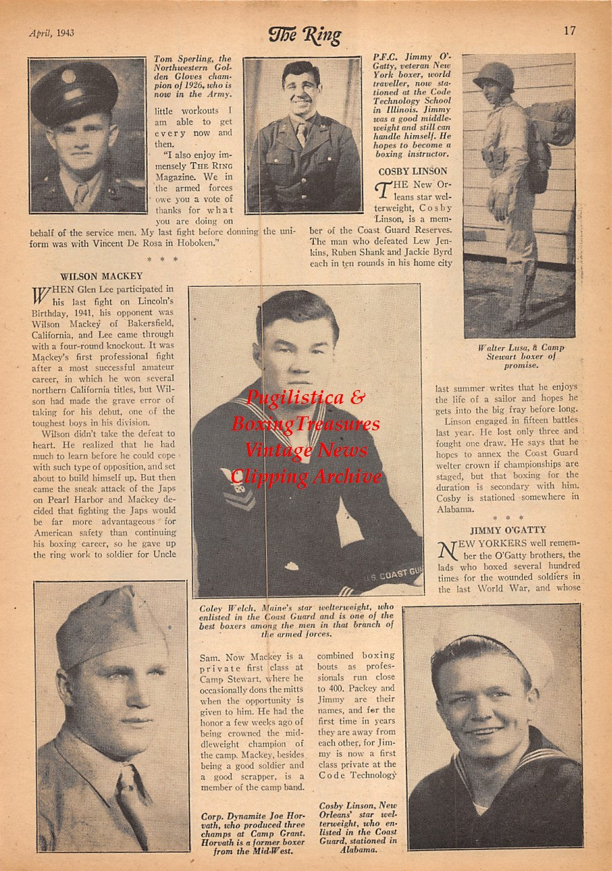 Boxing News Clipping #2317 - Tom Sperling, Joe Horvath, Coley Welch, Jimmy O'Gatty, Walter Lusa, Cosby Linson, Todd Cole, Wilson Mackey, Paul Cook, Killer Rechineck, Tommy Wheeler, Buddy Briggs, Willie Bryant, Clarence Graham, Joe Scott and more
