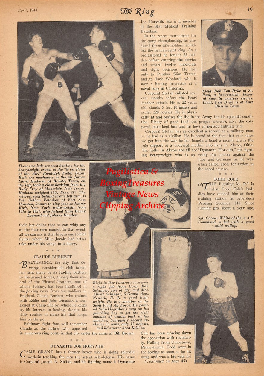 Boxing News Clipping #2318 - Joe Choynski Memorial, Lloyd Hudman vs. Rudy Frey, Bob Van Dyke, Bob Schipper, Cooper White