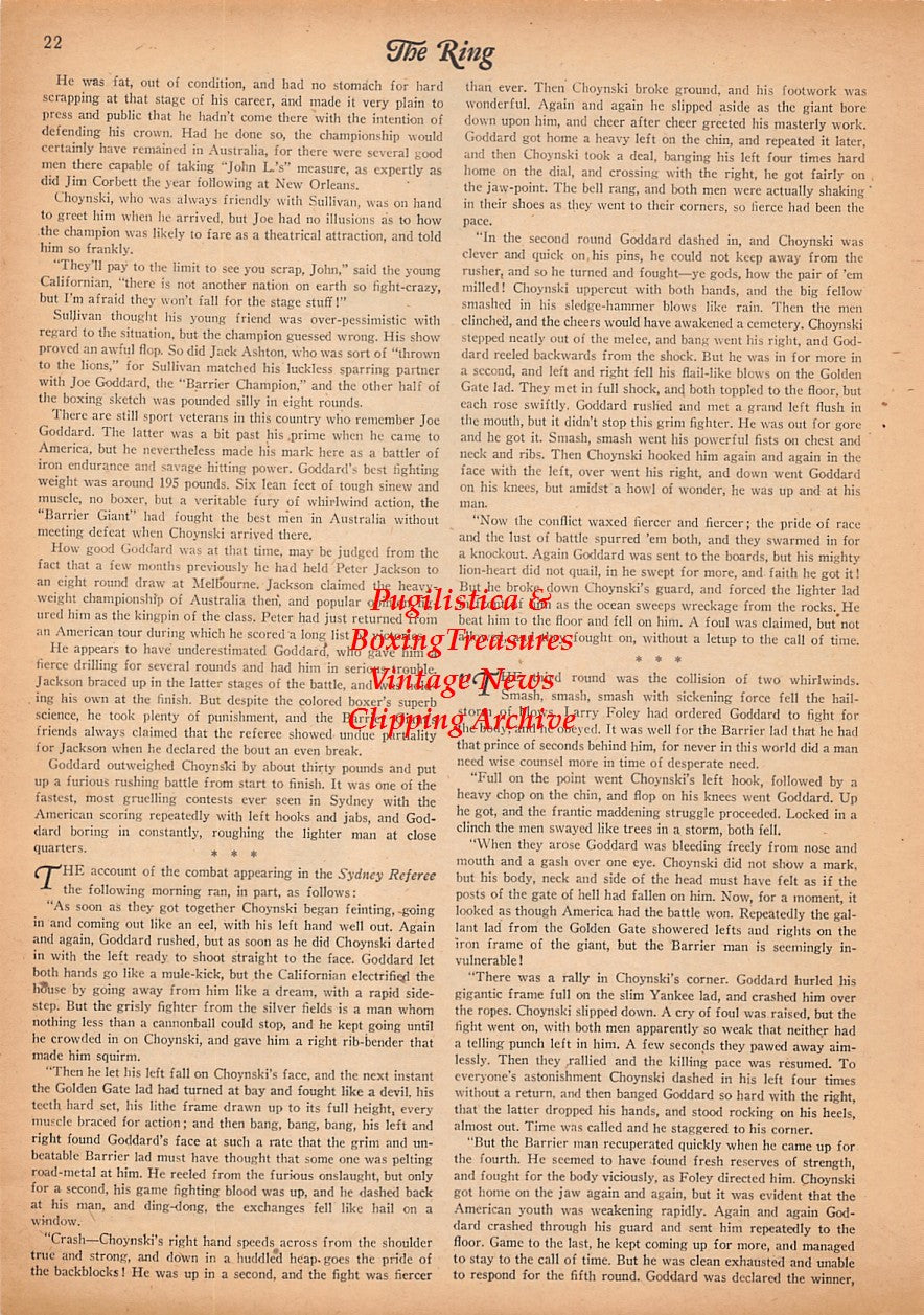 Boxing News Clipping #2319 - Jim Corbett, Joe Choynski Memorial article
