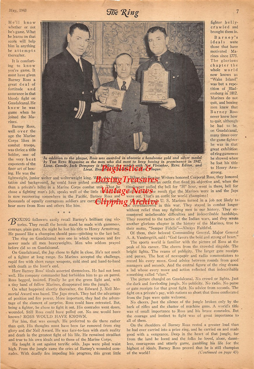 Boxing News Clipping #2328 - Saga of Sunny Jim Coffroth, Bob Fitzsimmons, Joe Gans, Jack Dempsey, Jim Braddock, Nat Fleischer