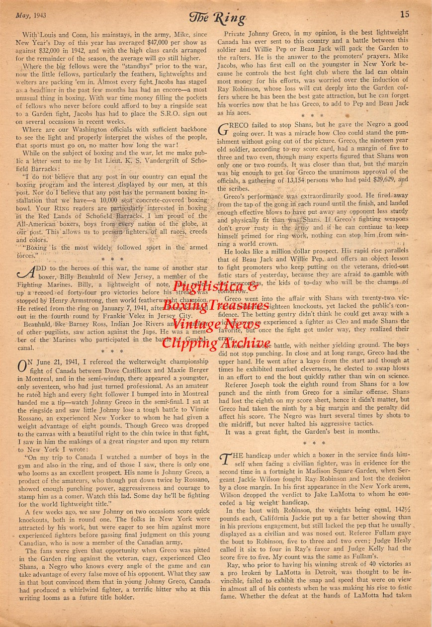 Boxing News Clipping #2332 - Billy Beauhuld