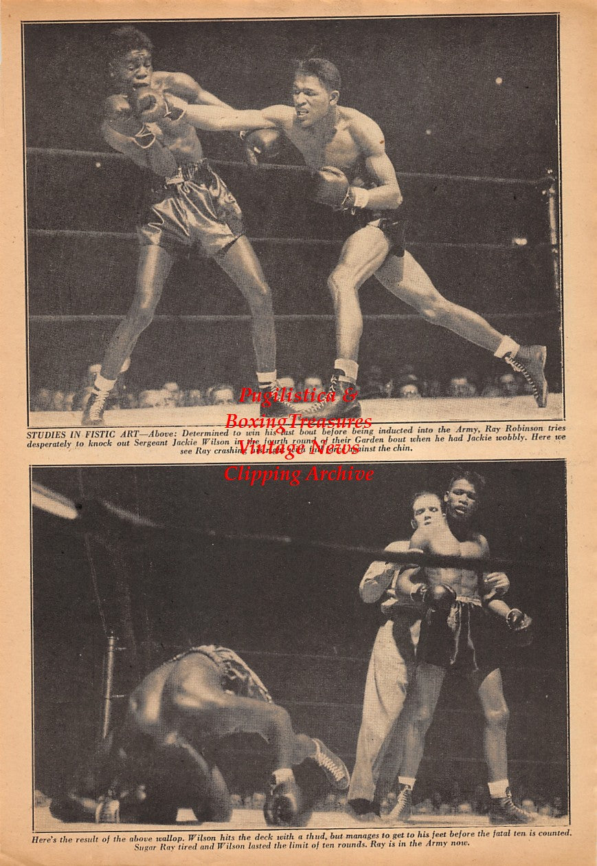 Boxing News Clipping #2333 - Sugar Ray Robinson vs. Jackie Wilson