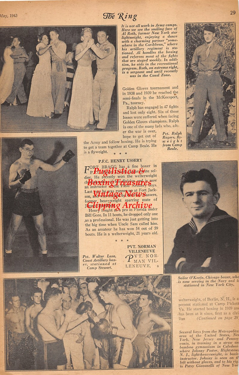 Boxing News Clipping #2339 - Al Roth, Cy Luna, Ralph Rogers, Walter Luna, Sailor O'Keefe, Johnny Pastor