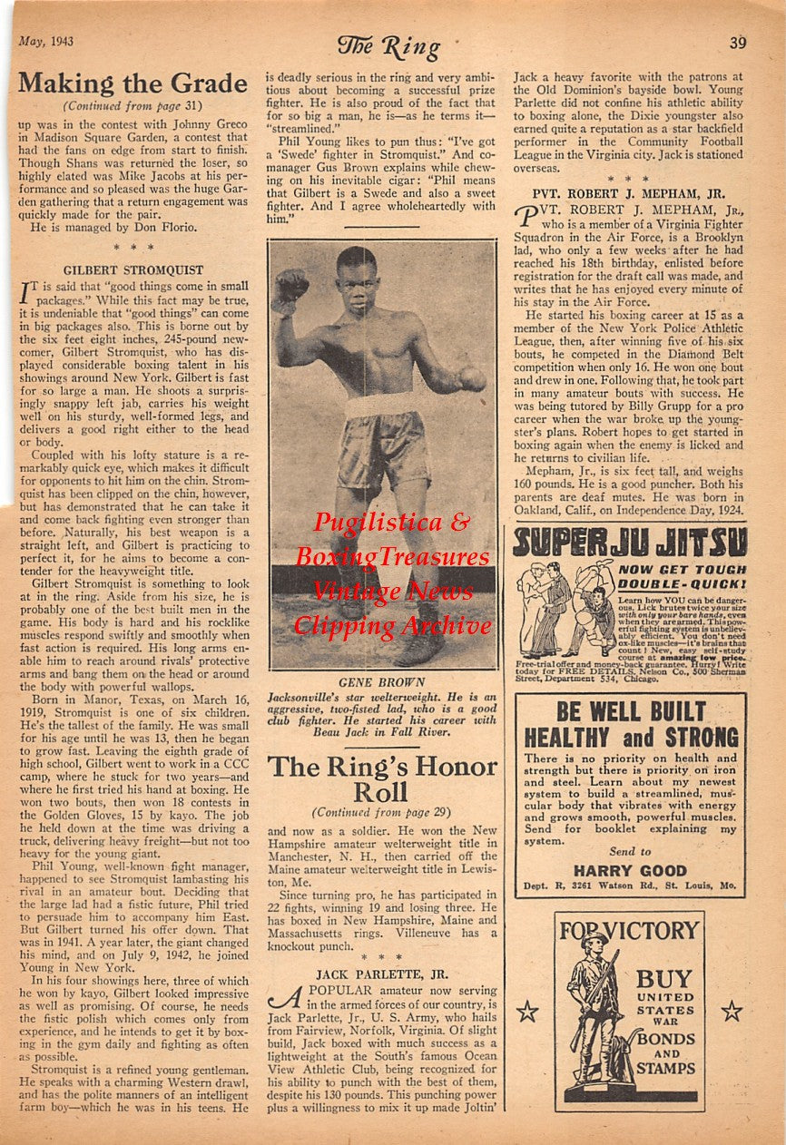 Boxing News Clipping #2341 - Gene Brown, Manuel Ortiz