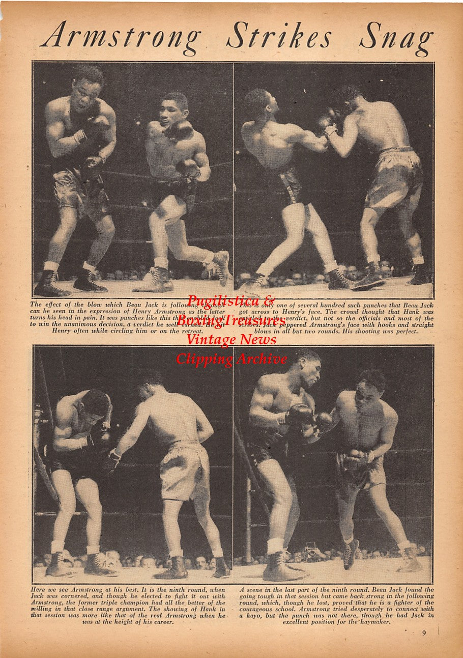 Boxing News Clipping #2347 - Joe Louis, Sid Marks, Fort Riley Boxing Team, Beau Jack vs. Henry Armstrong, Frank Ulrich, Sid Poe, Tom Kimura, Jay Hale, Lewis Grippo and many more